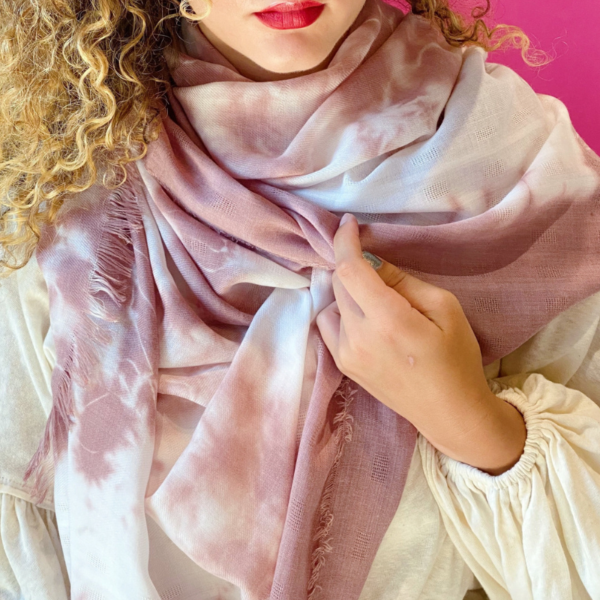 Orphic Nostalgic Fantasy Tie-Dye Scarf in Mauve – Soft & Stylish